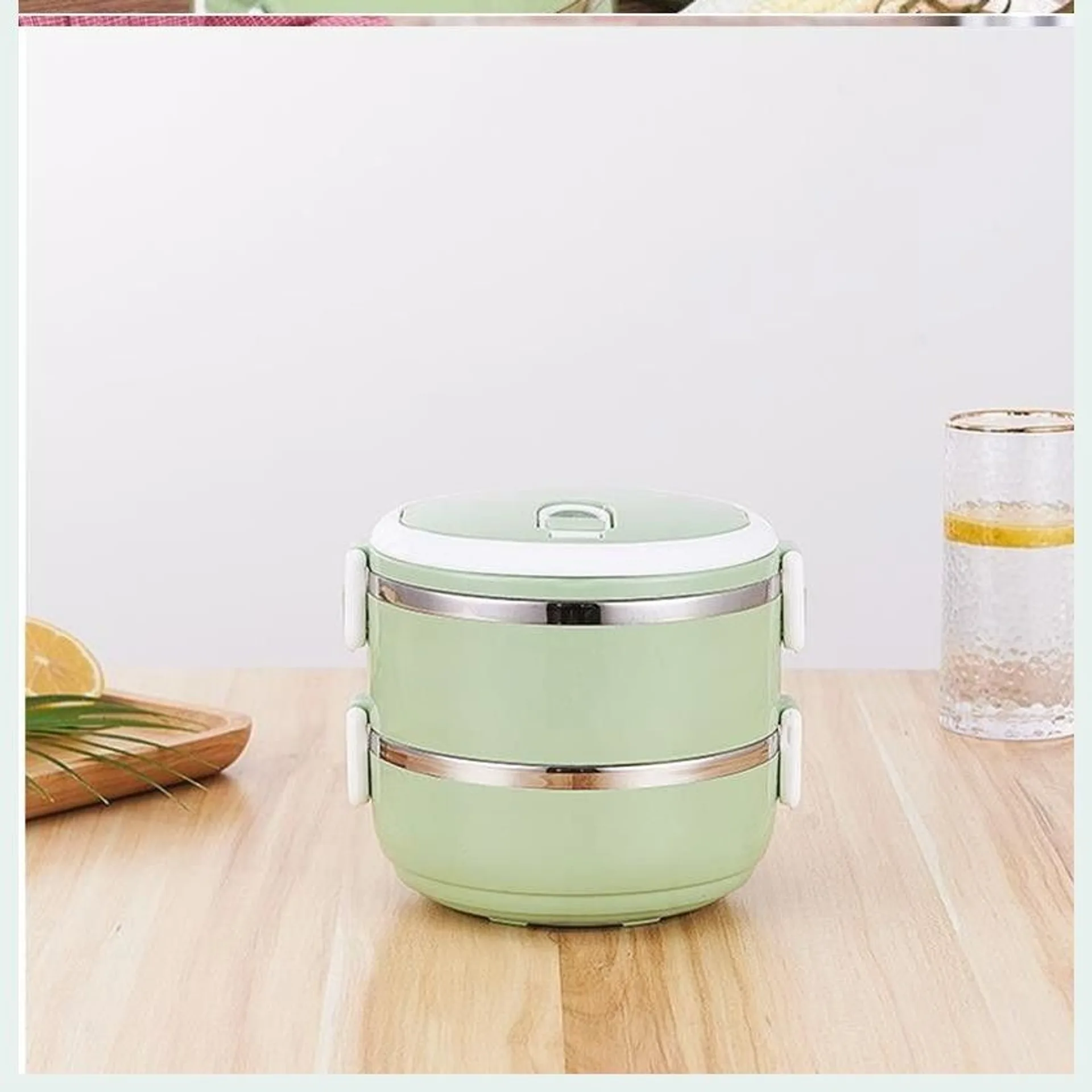 Hộp đựng cơm giữ nhiệt 2 tầng có nắp cao su chống tràn, cặp lồng cơm văn phòng (ảnh 4/5)