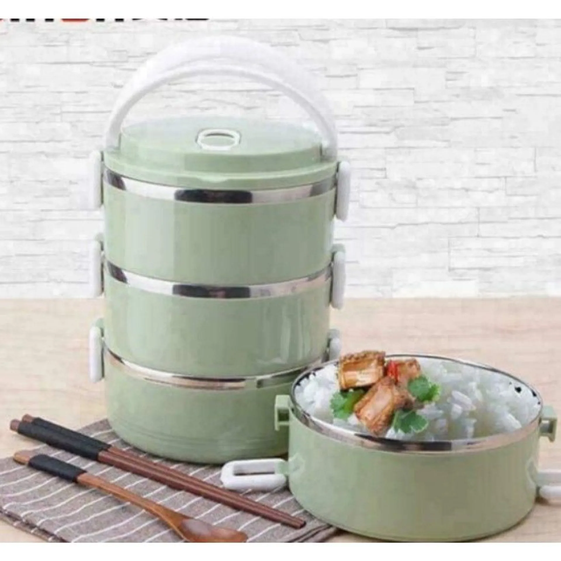 Hộp đựng cơm, cặp lồng cơm giữ nhiệt lúa mạch ruột inox 4 tầng , có quai sách tiện lợi (ảnh 2/6)