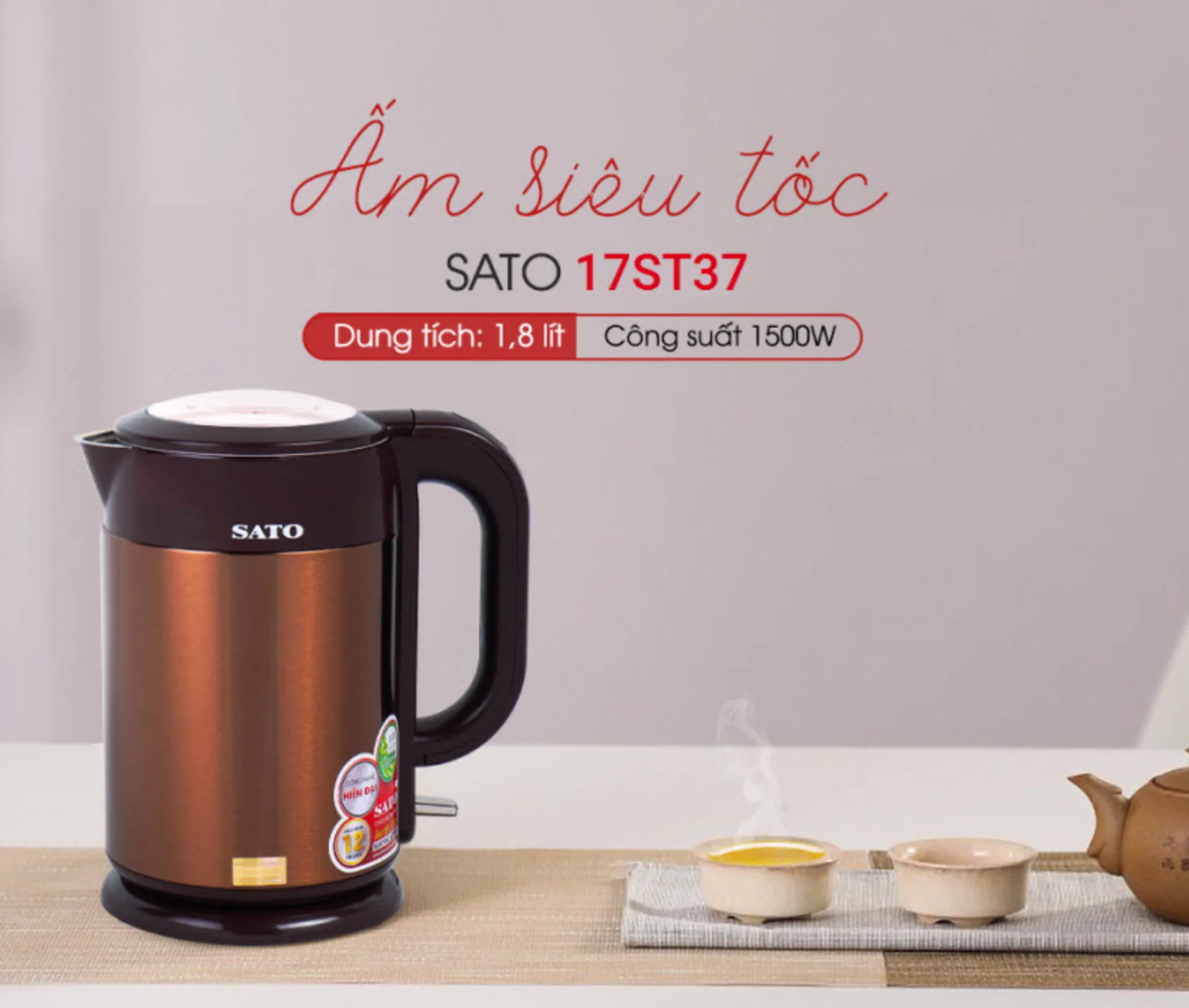 Ấm Siêu Tốc SATO 17ST37 1.8L
