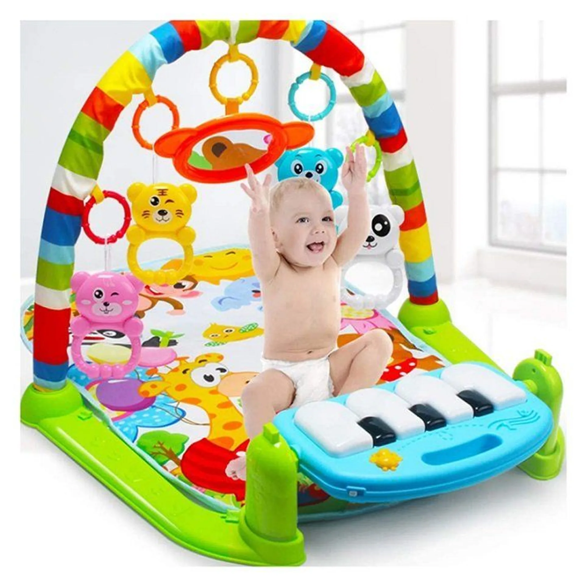 Thảm nằm chơi cho bé hình thú đáng yêu có đèn và nhạc, thảm đàn piano, thảm cho trẻ sơ sinh (ảnh 4/5)