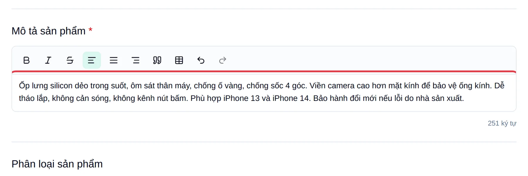 Viết mô tả sản phẩm