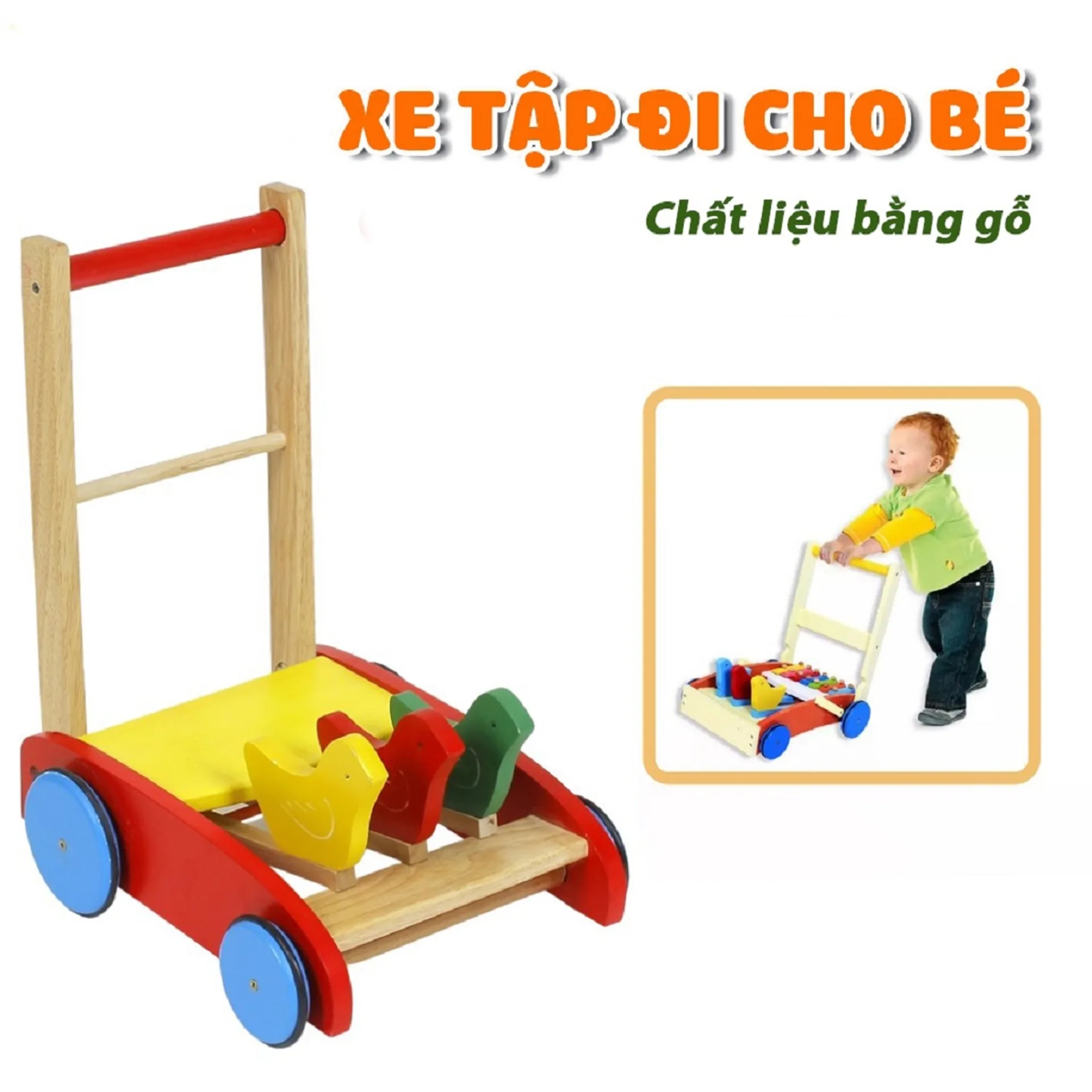 Xe gà tập đi cho bé chất liệu gỗ an toàn