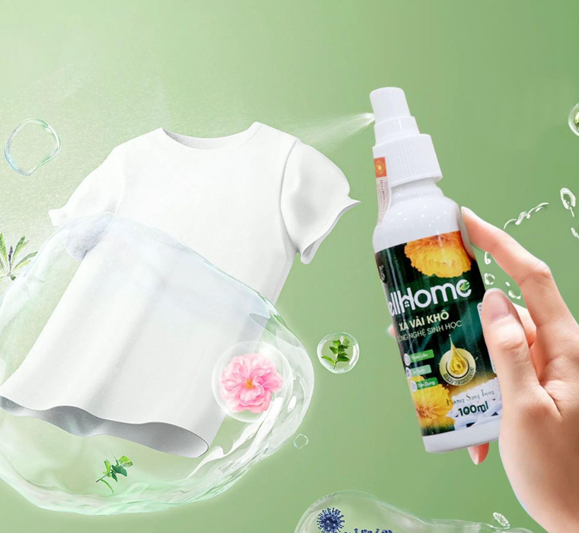 1 Chai Xả Vải Khô Công Nghệ Sinh Học Bell Home Xanh Lá Hương Sang Trọng 100ml