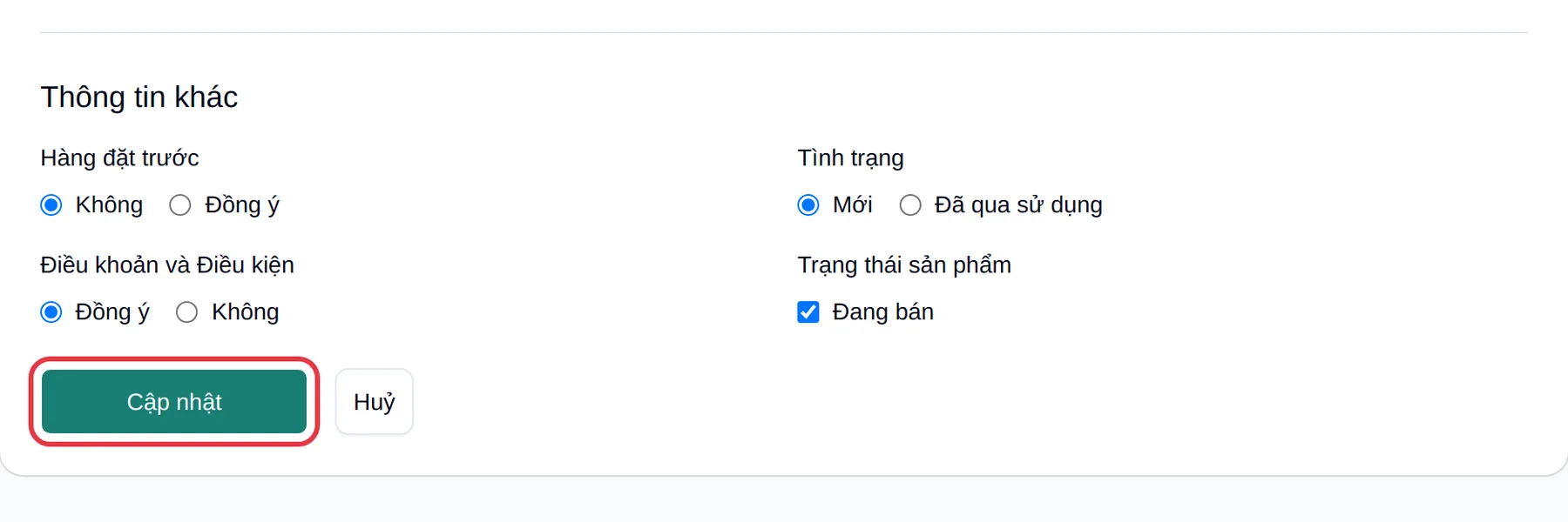 Kiểm tra rồi bấm Cập nhật
