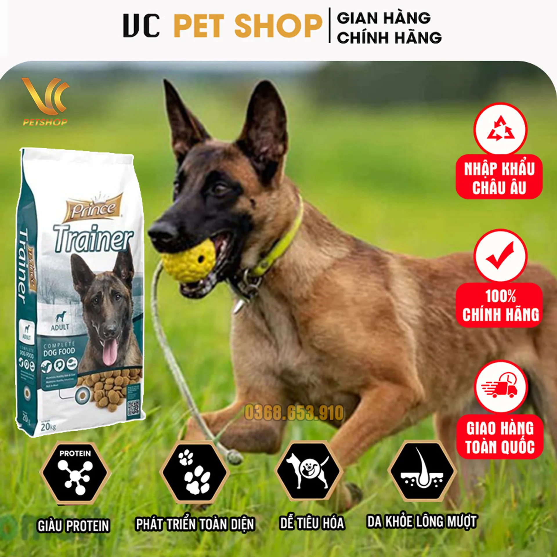 Thức Ăn Chó Huấn Luyện Malinois Prince Trainer - Hạt Huấn Luyện Chó Becgie Bỉ