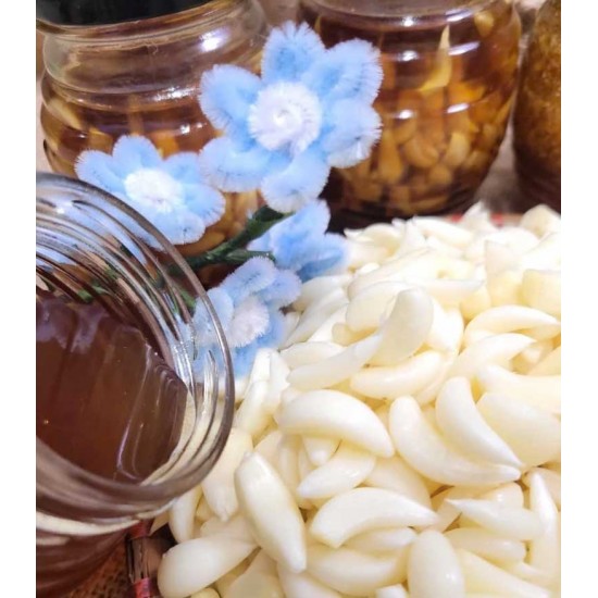 Tỏi LÝ SƠN Ngâm Mật Ong Thiên Nhiên - Hủ 600g - Nhuyễn và Tép