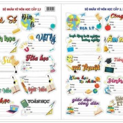 Bộ nhãn vở môn học cấp 2 cấp 3
 Bộ nhãn vở môn học cấp 2 cấp 3