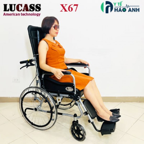 Xe lăn đa năng Lucass X67 có bô vệ sinh, ngả nằm, chống lật
