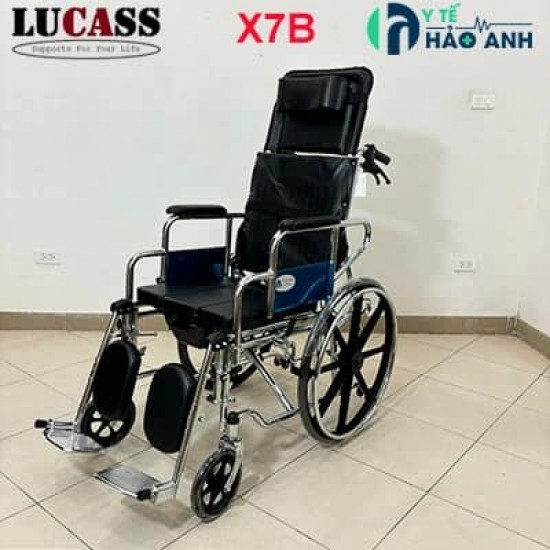 Các loại xe lăn đa năng có bô vệ sinh + ngả nằm, chống lật Lucass
