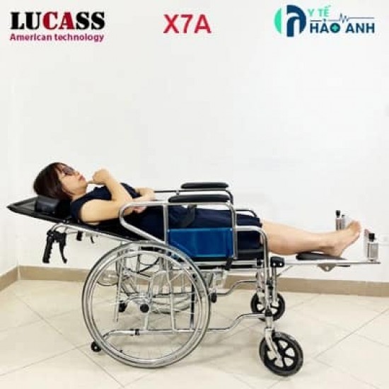 Các loại xe lăn đa năng có bô vệ sinh + ngả nằm, chống lật Lucass
