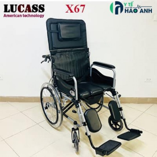 Các loại xe lăn đa năng có bô vệ sinh + ngả nằm, chống lật Lucass
