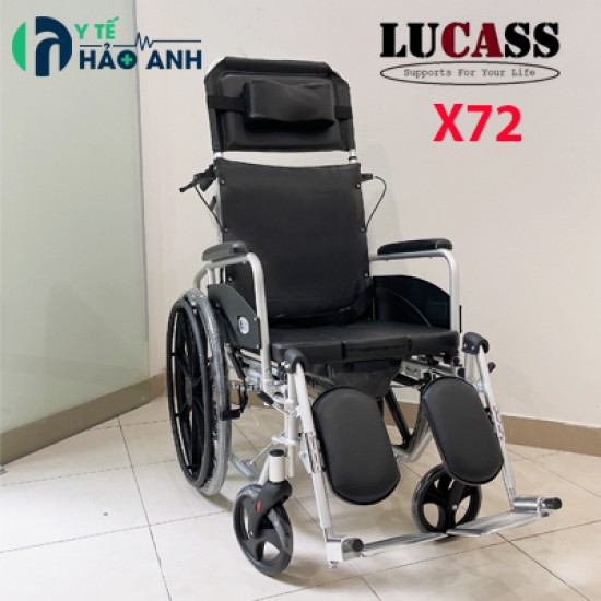 Xe lăn đa năng Lucass X72 có bô vệ sinh ngả nằm chống lật, khung hợp kim nhôm
