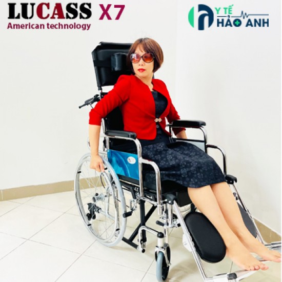 Xe lăn đa năng Lucass X7 có bô vệ sinh, ngả nằm, chống lật
