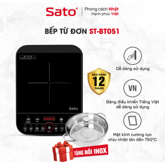 Bếp từ đơn SATO BT051 (tặng nồi lẩu inox)
