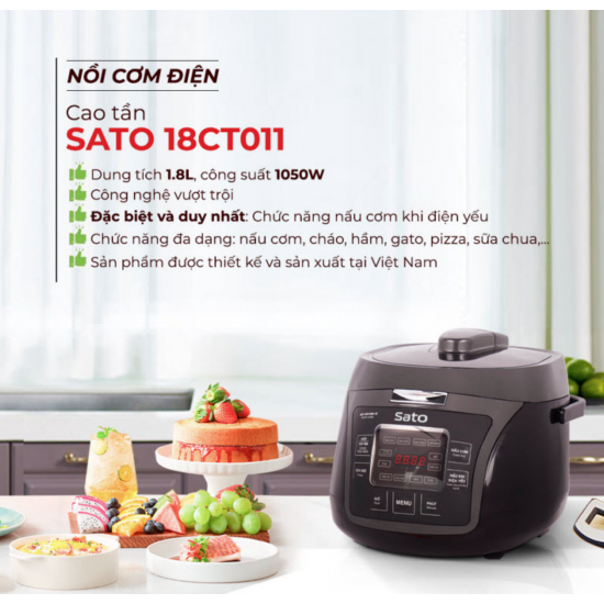 Nồi cơm điện cao tần Sato 18CT015 1.8L
