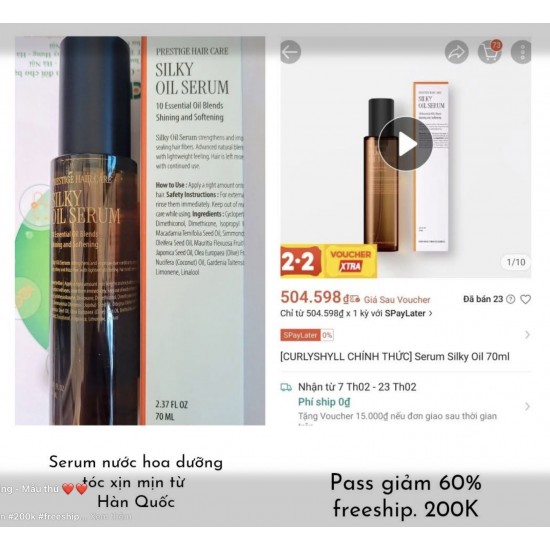 Serum Dưỡng t&oacute;c H&agrave;n Quốc Silky Oil Serum.

