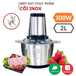 Máy xay thịt đa năng cối inox 304 dung tích 2 lít công suất 250W, máy xay thịt 4 lưỡi, máy xay sinh tố
