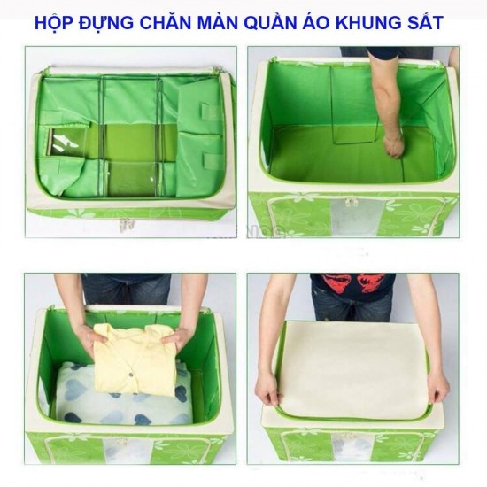 Túi đựng chăn màn khung sắt cao cấp tiện lợi, hộp đựng quần áo chăn màn gấp gọn
