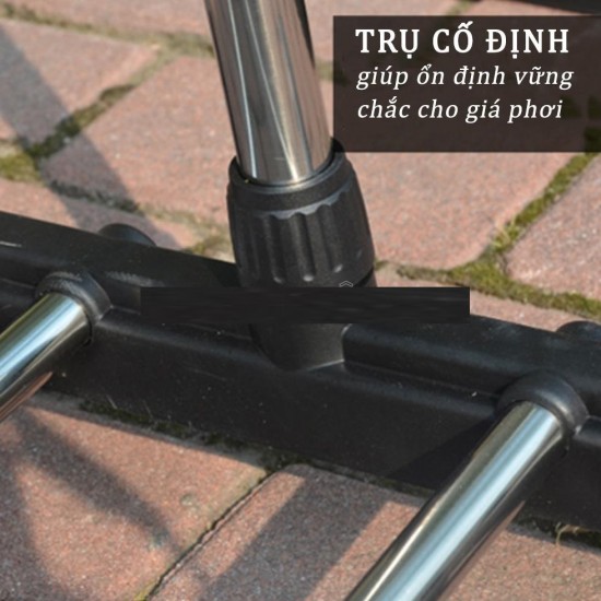 Giàn phơi inox thông minh 2 tầng có bánh xe thông minh dễ dàng di chuyển nhanh chóng
