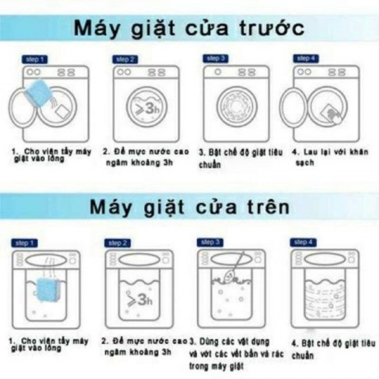 Hộp 12 viên tẩy vệ sinh diệt khuẩn, tẩy sạch chất cặn, mảng bám, ẩm mốc hiệu quả  cho lồng máy giặt
