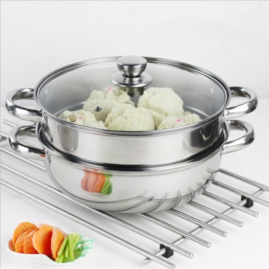 Nồi hấp inox đa năng 2 tầng size 28 cm, xửng hấp cách thủy
