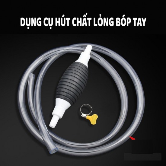 Dụng cụ bơm hút xăng dầu chất lỏng bóp tay tiện lợi, ống hút thay nước bể cá, hút rượu cầm tay
