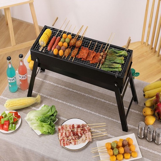 Bếp nướng than hoa dài chống khói hình chữ nhật, bếp nướng bbq ngoài trời
