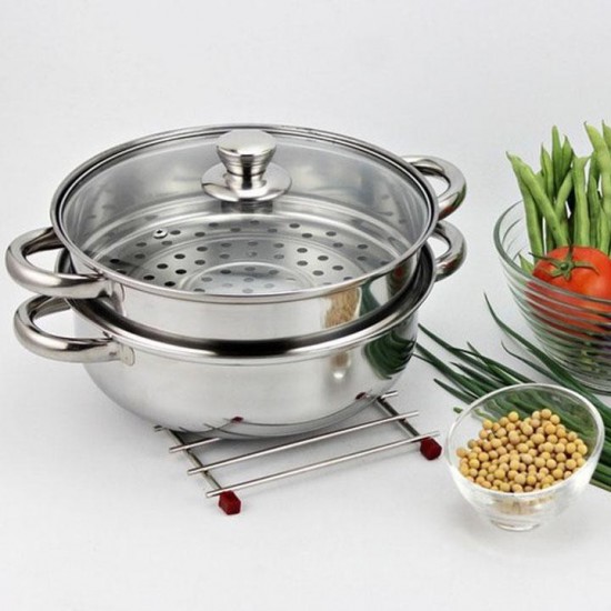 Nồi hấp inox đa năng 2 tầng size 28 cm, xửng hấp cách thủy
