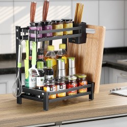 Kệ gia vị thông minh 2 tầng kèm ống đựng đũa và giá để dao tiện dụng, kệ nhà bếp, kệ đựng dao đũa thớt
 Kệ gia vị thông minh 2 tầng kèm ống đựng đũa và giá để dao tiện dụng, kệ nhà bếp, kệ đựng dao đũa thớt