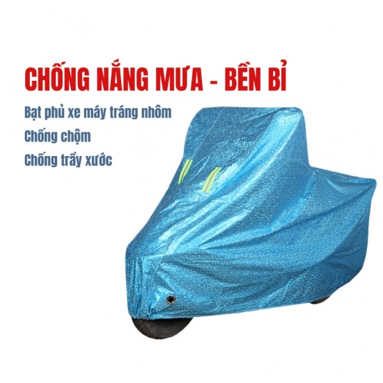 Bạt phủ xe máy tráng nhôm cao cấp chống mưa cách nhiệt, áo trùm xe máy
